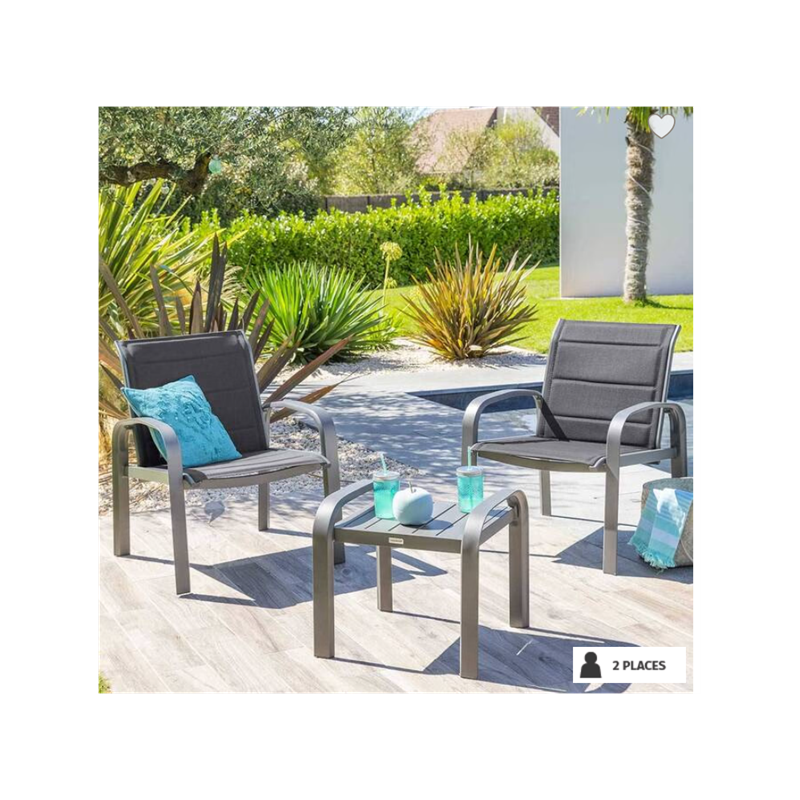 Salon de jardin duo ELYN Bleu canard & Graphite